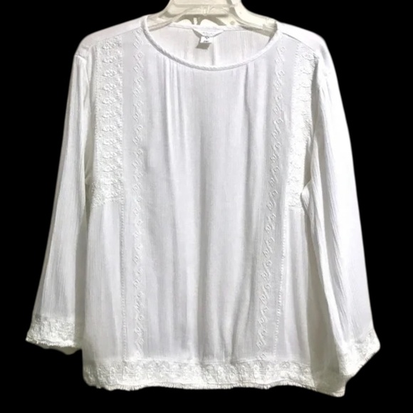 Caslon Tops - Caslon Long Sleeve Slip Over Blouse w/ Embroidery